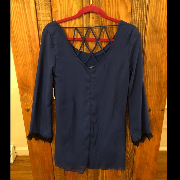 NWT Charlotte Russe size small blue dress sheer - Picture 2 of 5